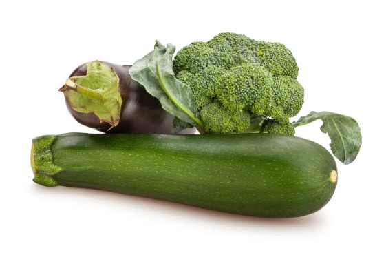 Fresh eggplant broccoli and zucchini